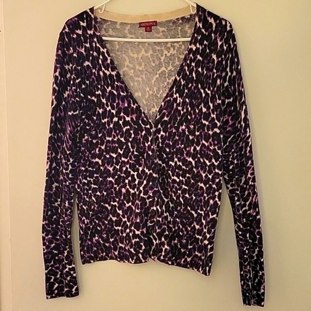 Merona Purple Cheetah Print Cardigan